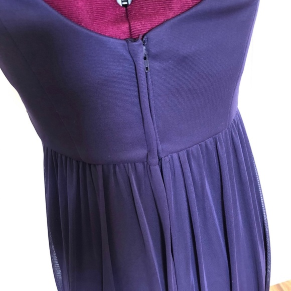 David's Bridal Long Mesh Dress with Cowl Back Detail Size 4 in Lapis - Picture 5 of 7